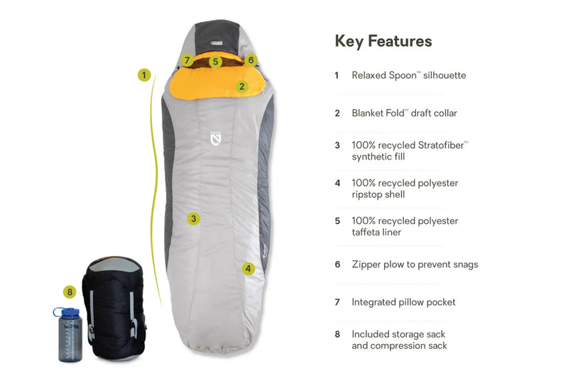 Load image into Gallery viewer, Nemo Tempo Mens 35 Sleeping Bag Long (Paloma Gray/Mango)