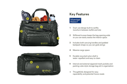 Nemo Double Haul Convertible Duffel 55L (Black)