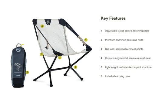 Nemo Moonlite Reclining Camp Chair (Pelican Gray) - New