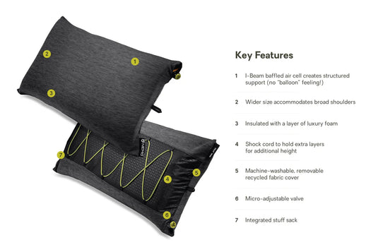 Nemo Fillo Wide Luxury Pillow (Black Pearl/Birch Bud) - New