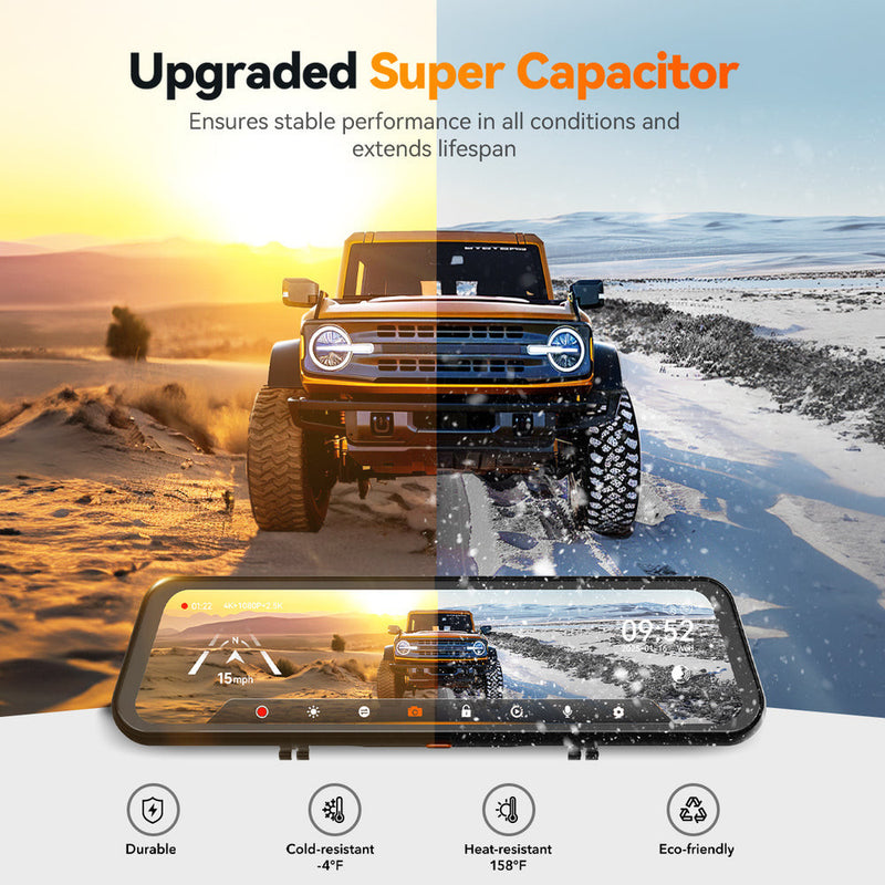 Load image into Gallery viewer, WOLFBOX G900 TriPro 3 Channel Bumper Version, 12" 4K+2.5K Mirror Dash Cam, Smart
