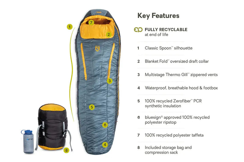 Load image into Gallery viewer, Nemo Forte Endless Promise Mens 35 Sleeping Bag Long (Fortress/Mango)
