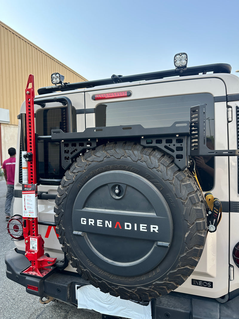 Load image into Gallery viewer, KARNYX - INEOS Grenadier Spare Tire Carrier Shelf with Optional Gas Bottle Holder
