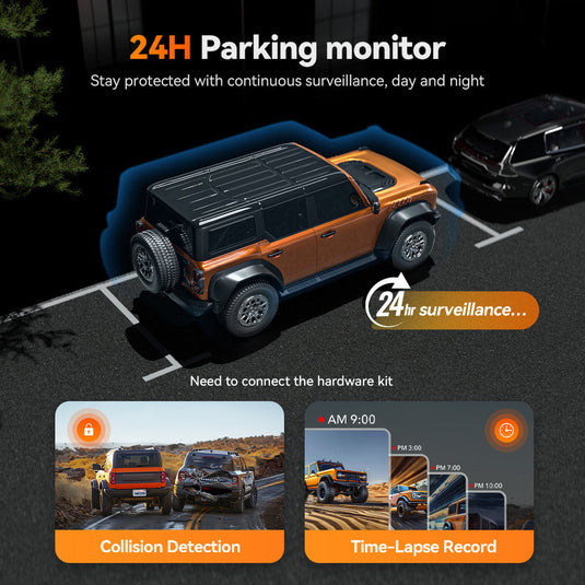 WOLFBOX G900 TriPro 3 Channel Bumper Version, 12" 4K+2.5K Mirror Dash Cam, Smart